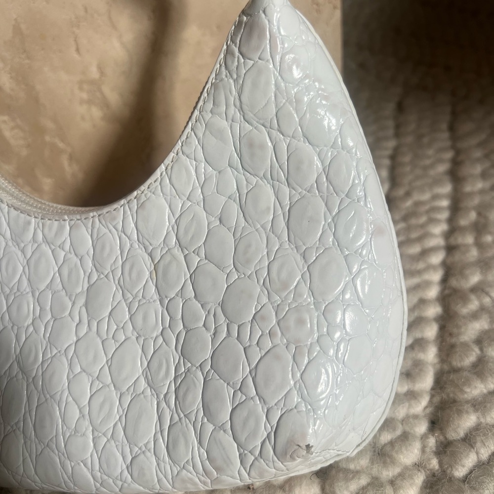 BY FAR Baby Amber Croc Embossed White Textured Shoulder Bag - Picture 9 of 14